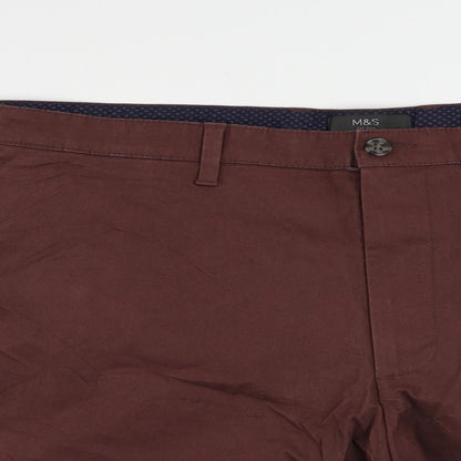 Marks and Spencer Mens Brown Cotton Chino Shorts Size 44 in L8 in Regular Zip