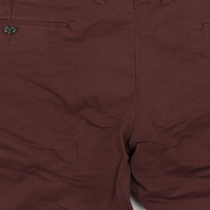Marks and Spencer Mens Brown Cotton Chino Shorts Size 44 in L8 in Regular Zip