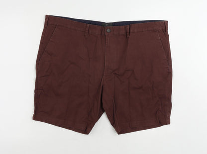 Marks and Spencer Mens Brown Cotton Chino Shorts Size 44 in L8 in Regular Zip