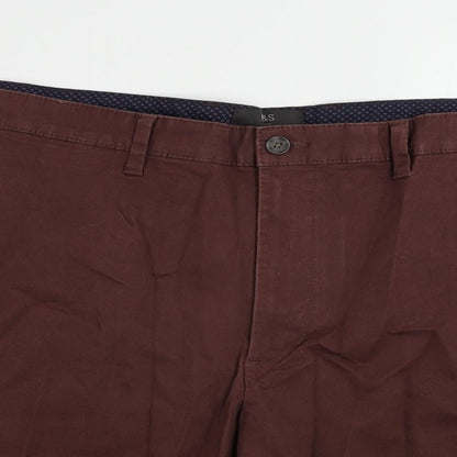 Marks and Spencer Mens Brown Cotton Chino Shorts Size 44 in L8 in Regular Zip