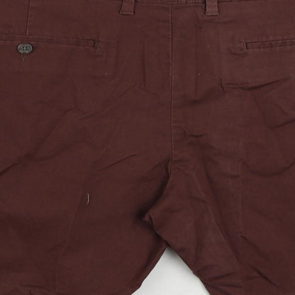 Marks and Spencer Mens Brown Cotton Chino Shorts Size 44 in L8 in Regular Zip