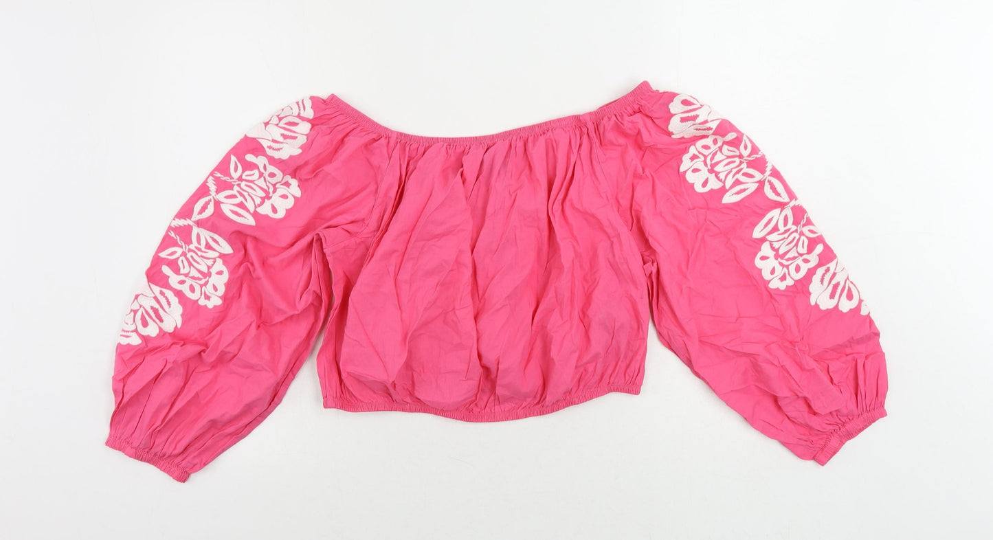 Womens UK Size 18 Marks and Spencer Pink Cropped Blouse