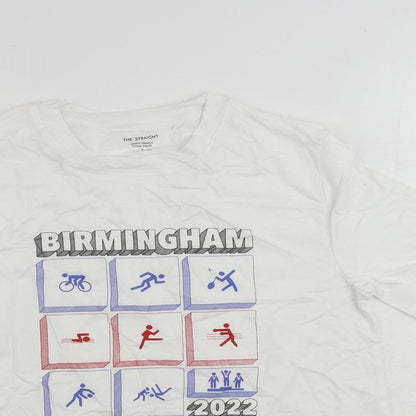 Marks and Spencer Womens White Cotton Basic T-Shirt Size 8 Crew Neck - Birmingham