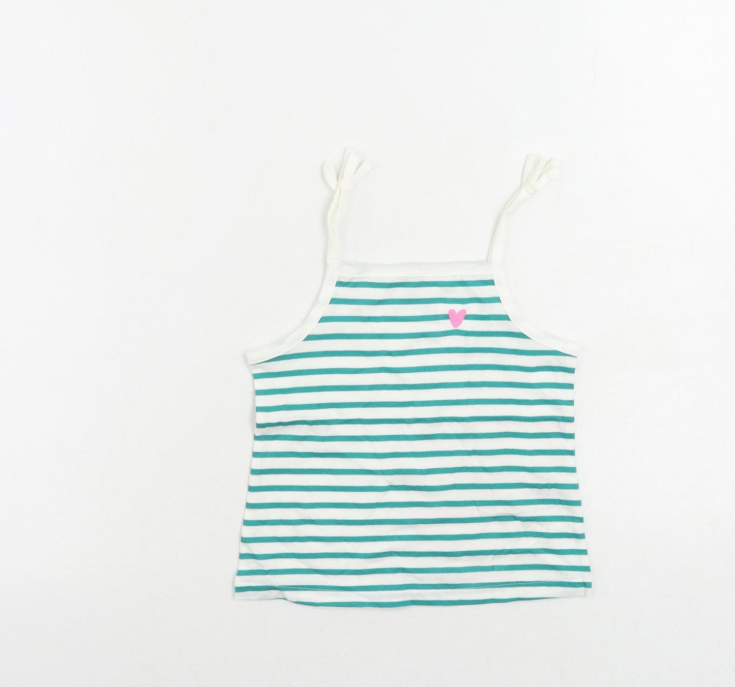Marks and Spencer Girls Green Cotton Camisole Tank Size 3-4 Years Square Neck Pullover