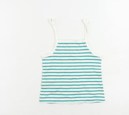 Marks and Spencer Girls Green Cotton Camisole Tank Size 3-4 Years Square Neck Pullover