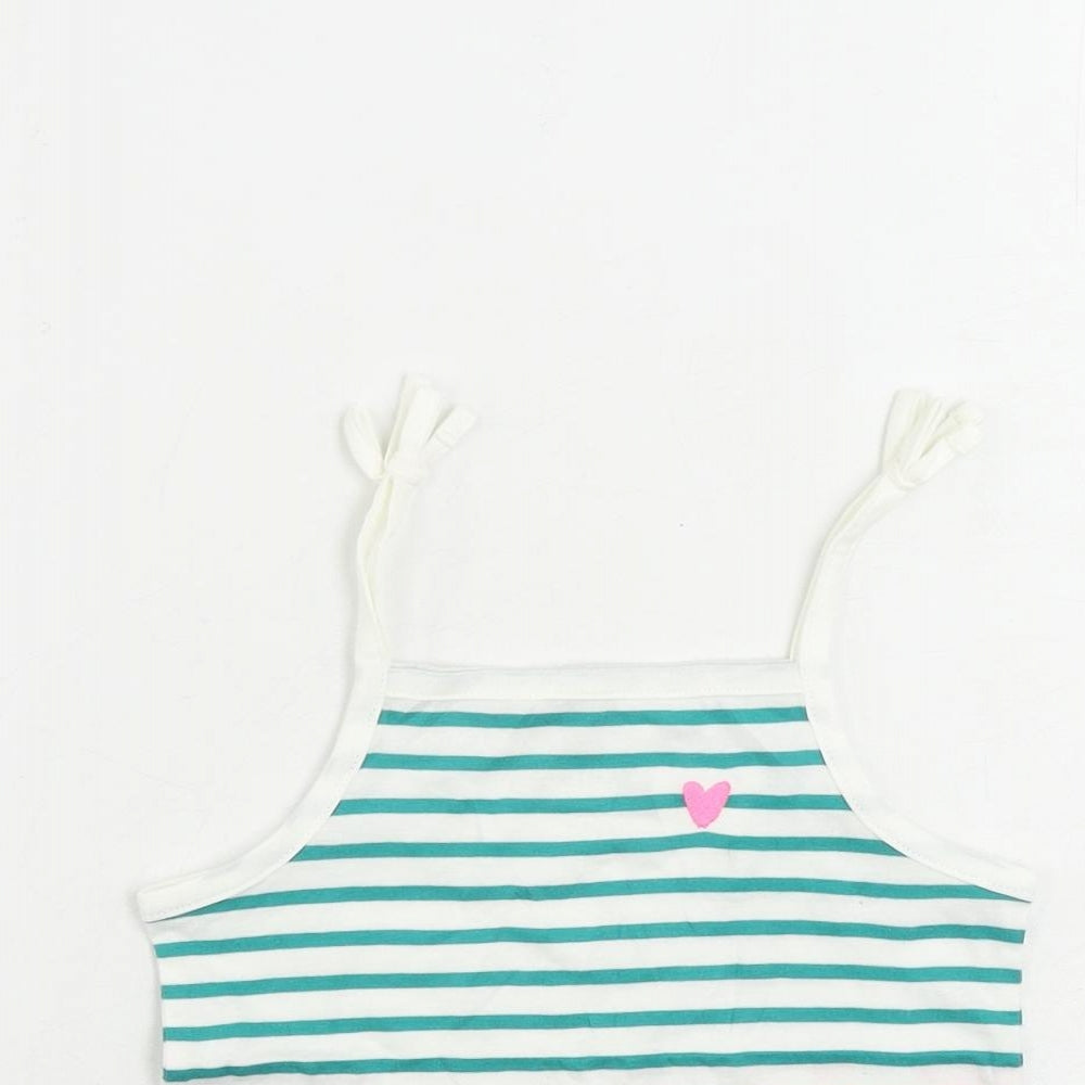 Marks and Spencer Girls Green Cotton Camisole Tank Size 3-4 Years Square Neck Pullover