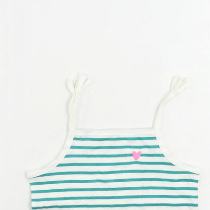 Marks and Spencer Girls Green Cotton Camisole Tank Size 3-4 Years Square Neck Pullover