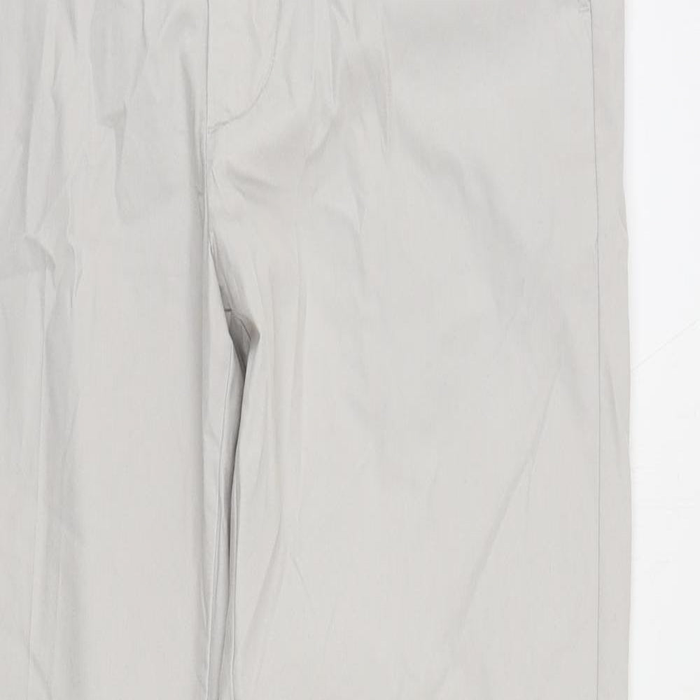 Marks and Spencer Mens Grey Cotton Chino Trousers Size 30 in L32 in Regular Zip