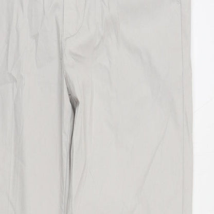 Marks and Spencer Mens Grey Cotton Chino Trousers Size 30 in L32 in Regular Zip