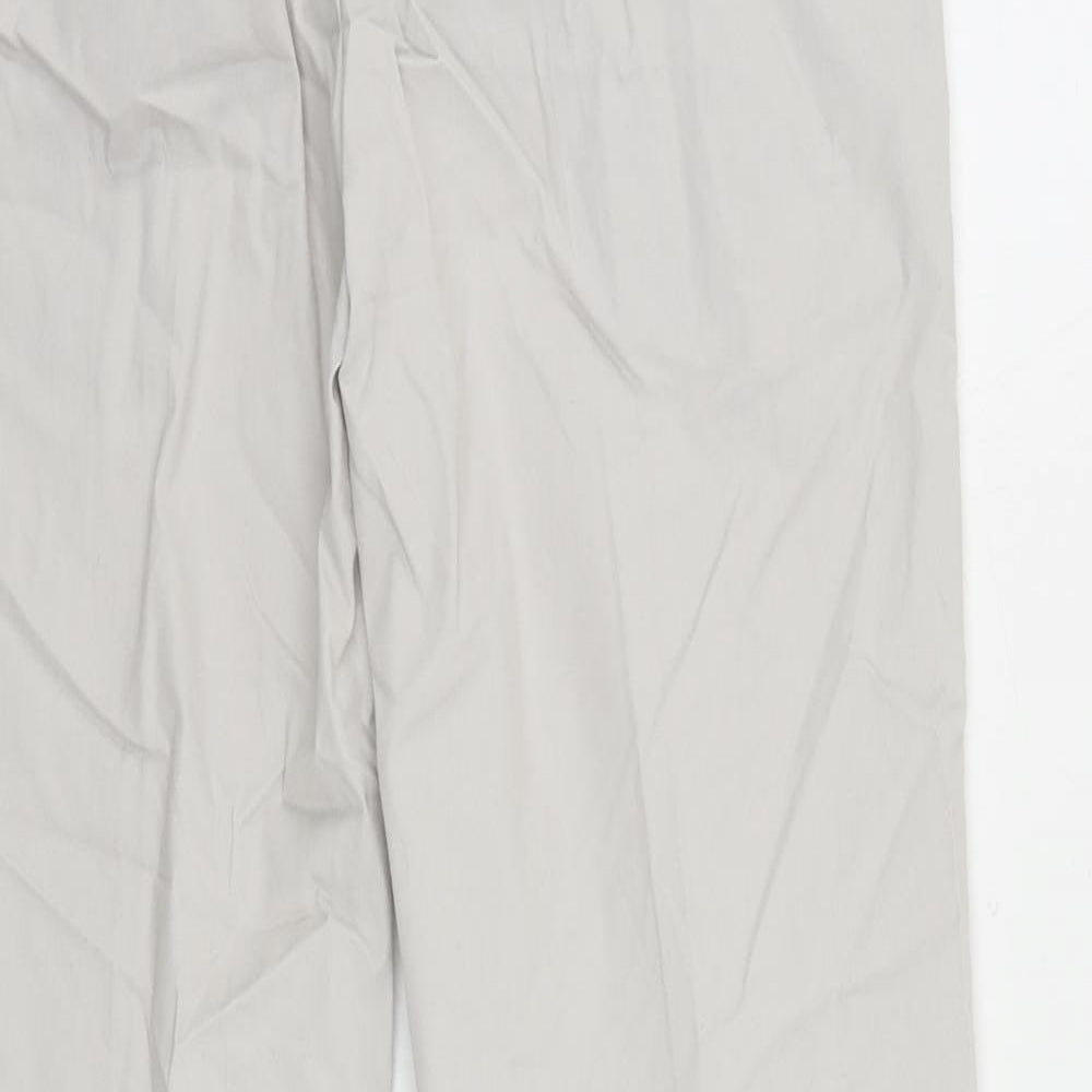 Marks and Spencer Mens Grey Cotton Chino Trousers Size 30 in L32 in Regular Zip