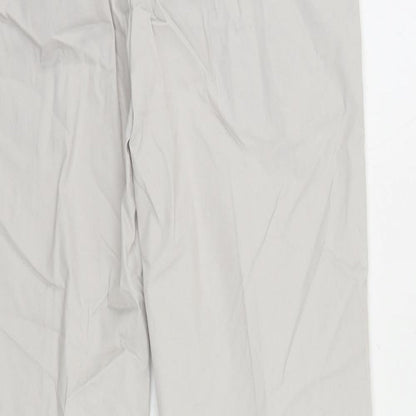 Marks and Spencer Mens Grey Cotton Chino Trousers Size 30 in L32 in Regular Zip