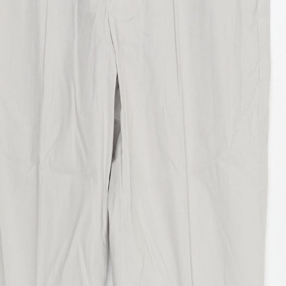 Marks and Spencer Mens Grey Cotton Chino Trousers Size 30 in L31 in Slim Zip