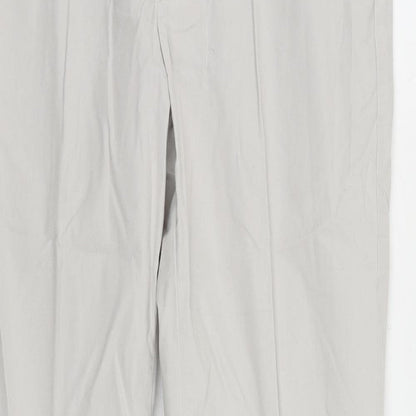 Marks and Spencer Mens Grey Cotton Chino Trousers Size 30 in L31 in Slim Zip