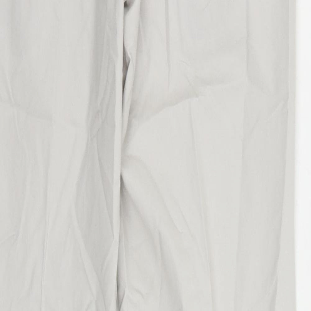 Marks and Spencer Mens Grey Cotton Chino Trousers Size 30 in L31 in Slim Zip