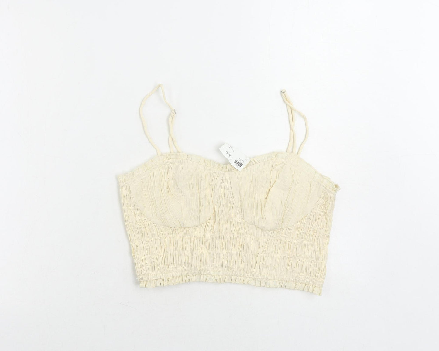 Lelis Womens Ivory Polyester Cropped Tank Size M Sweetheart - Shirred