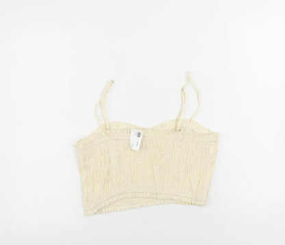 Lelis Womens Ivory Polyester Cropped Tank Size M Sweetheart - Shirred