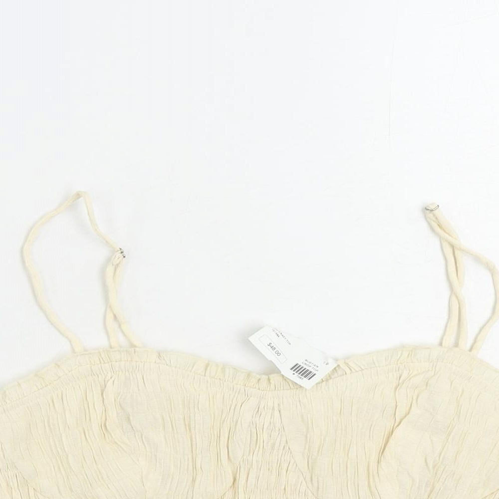 Lelis Womens Ivory Polyester Cropped Tank Size M Sweetheart - Shirred
