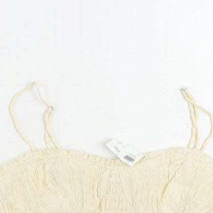 Lelis Womens Ivory Polyester Cropped Tank Size M Sweetheart - Shirred