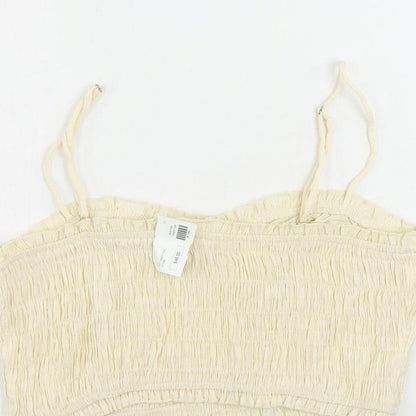 Lelis Womens Ivory Polyester Cropped Tank Size M Sweetheart - Shirred