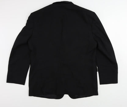 St Bernard Mens Black Polyester Jacket Blazer Size 44 Regular