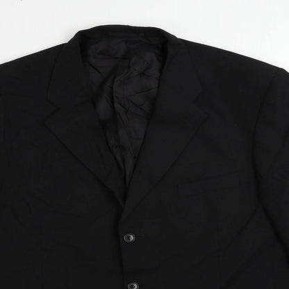 St Bernard Mens Black Polyester Jacket Blazer Size 44 Regular
