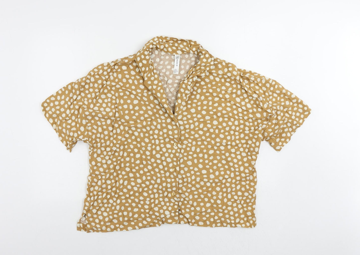 Womens UK Size M Lindex Brown Basic Button-Up