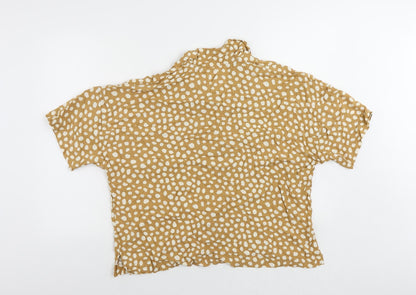 Womens UK Size M Lindex Brown Basic Button-Up