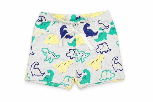 Marks and Spencer Baby Grey Geometric Cotton Jogger Trousers Size 9-12 Months Drawstring - Dinosaur Print
