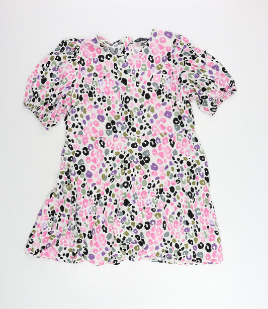 Marks and Spencer Womens Multicoloured Animal Print Viscose A-Line Size 18 Round Neck Zip