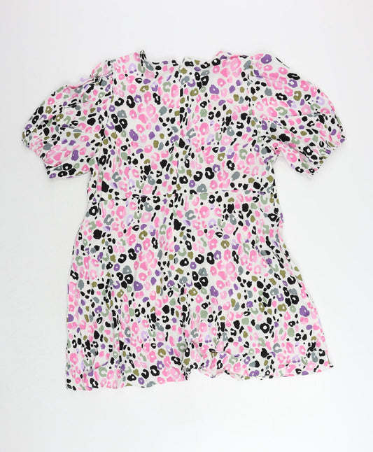 Marks and Spencer Womens Multicoloured Animal Print Viscose A-Line Size 18 Round Neck Zip