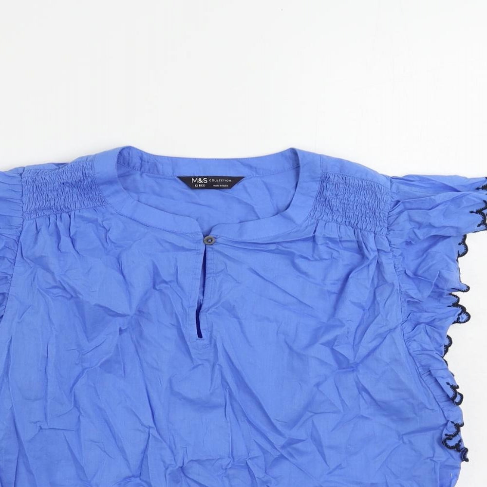 Womens UK Size 12 Marks and Spencer Blue Basic Blouse