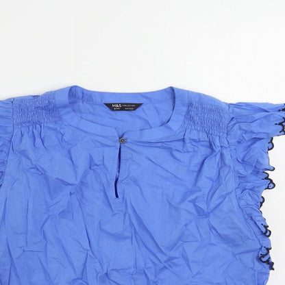 Womens UK Size 12 Marks and Spencer Blue Basic Blouse