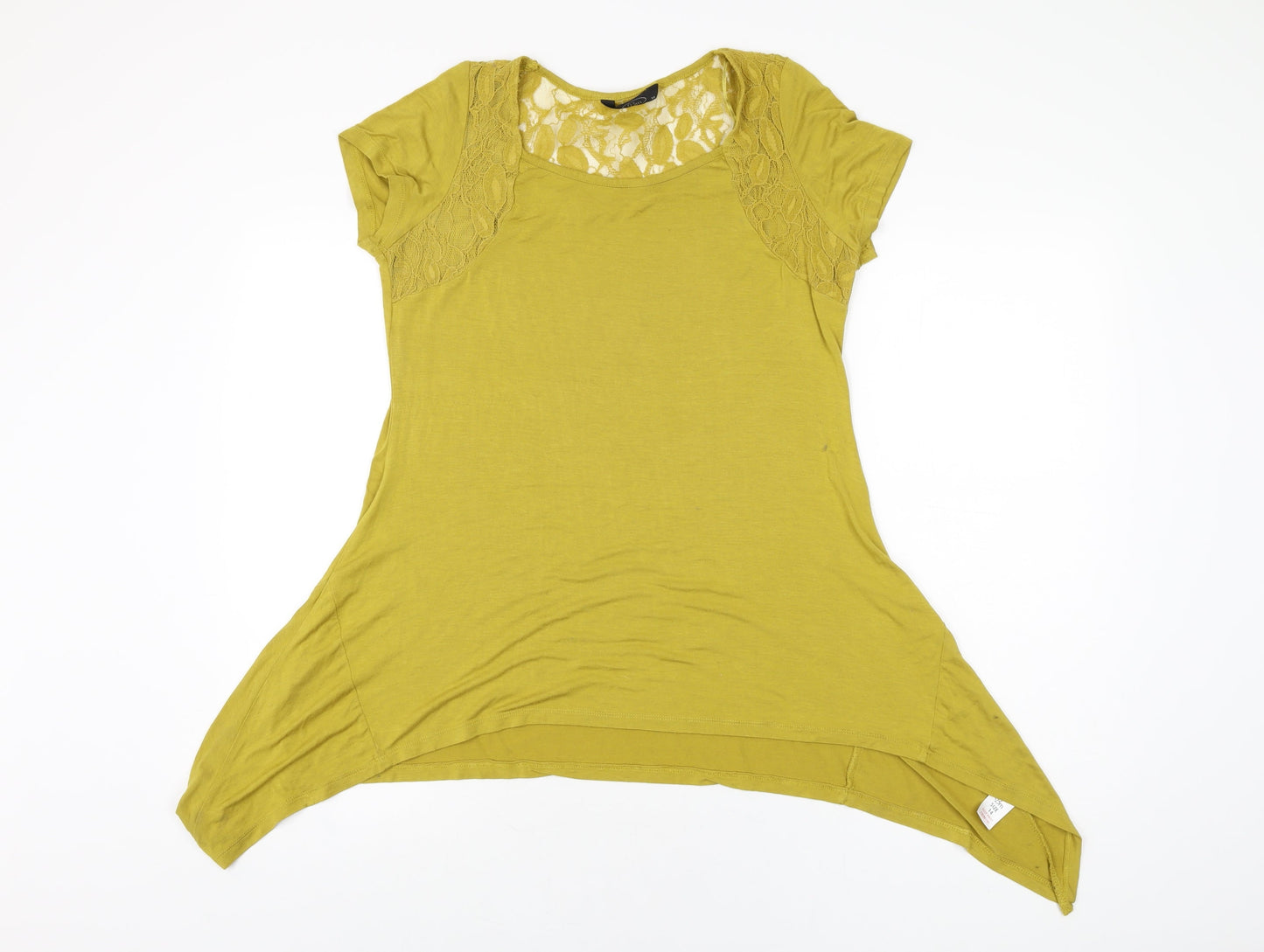 Womens UK Size 14 BM Yellow Basic T-Shirt