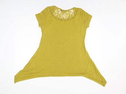 Womens UK Size 14 BM Yellow Basic T-Shirt