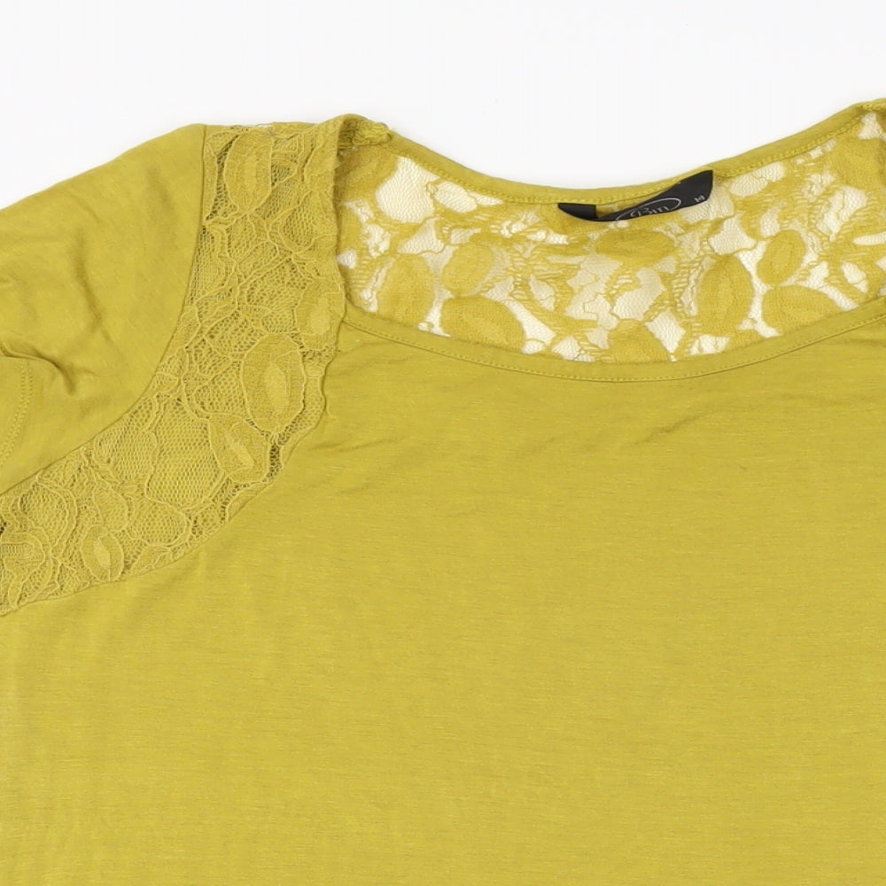 Womens UK Size 14 BM Yellow Basic T-Shirt