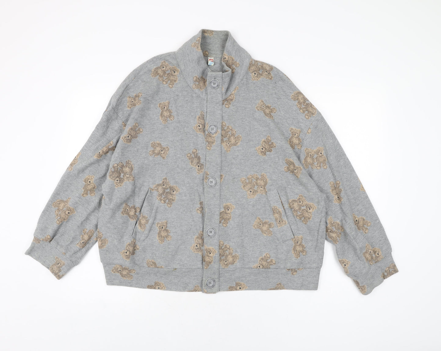 Jesus Candy Womens Grey Geometric Jacket Size S Button
