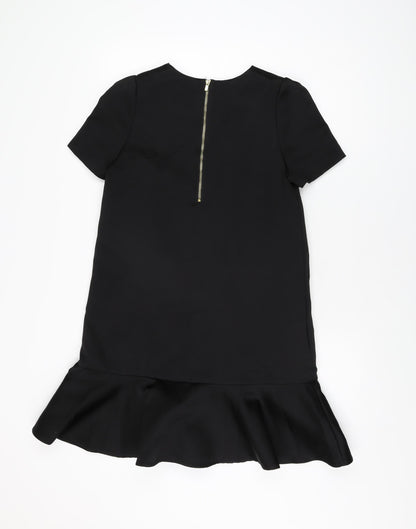 H&M Womens Black Polyester Shift Size 8 Round Neck Zip