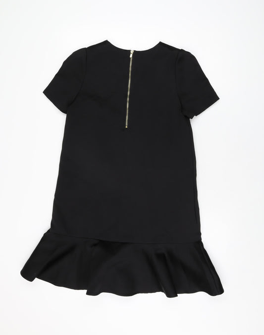 H&M Womens Black Polyester Shift Size 8 Round Neck Zip