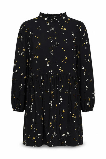 ASOS Womens Black Floral Polyester Shift Size 18 Round Neck Button