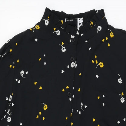 ASOS Womens Black Floral Polyester Shift Size 18 Round Neck Button