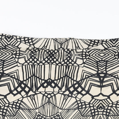 Marks and Spencer Womens Beige Geometric Cotton Straight & Pencil Skirt Size 12 Zip