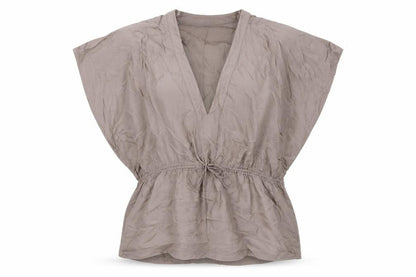 Zara Womens Brown Acetate Basic Blouse Size XS V-Neck - Size XS-S