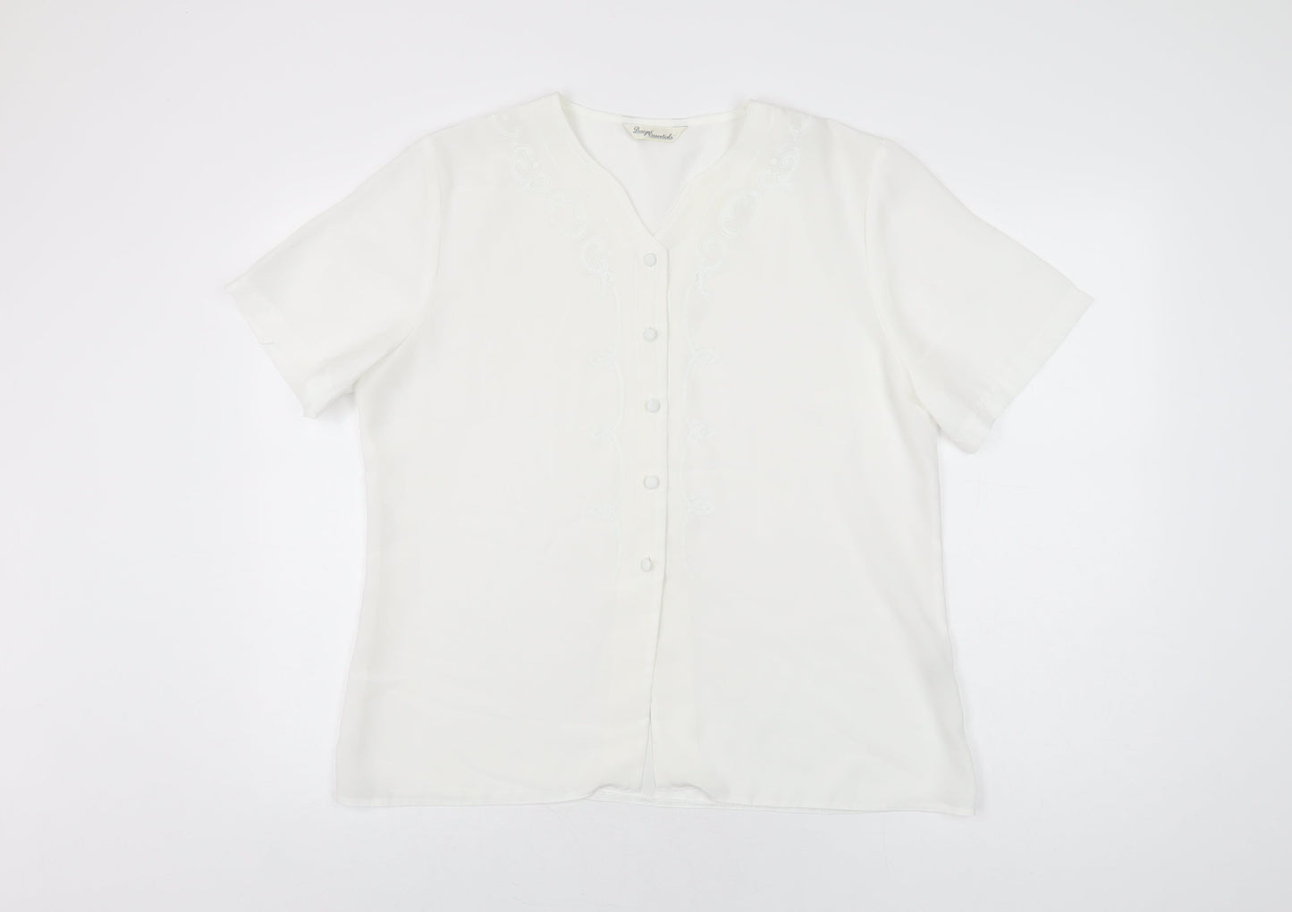 Womens UK Size 16 Design Essentials White Basic Button-Up