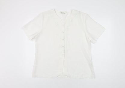 Womens UK Size 16 Design Essentials White Basic Button-Up