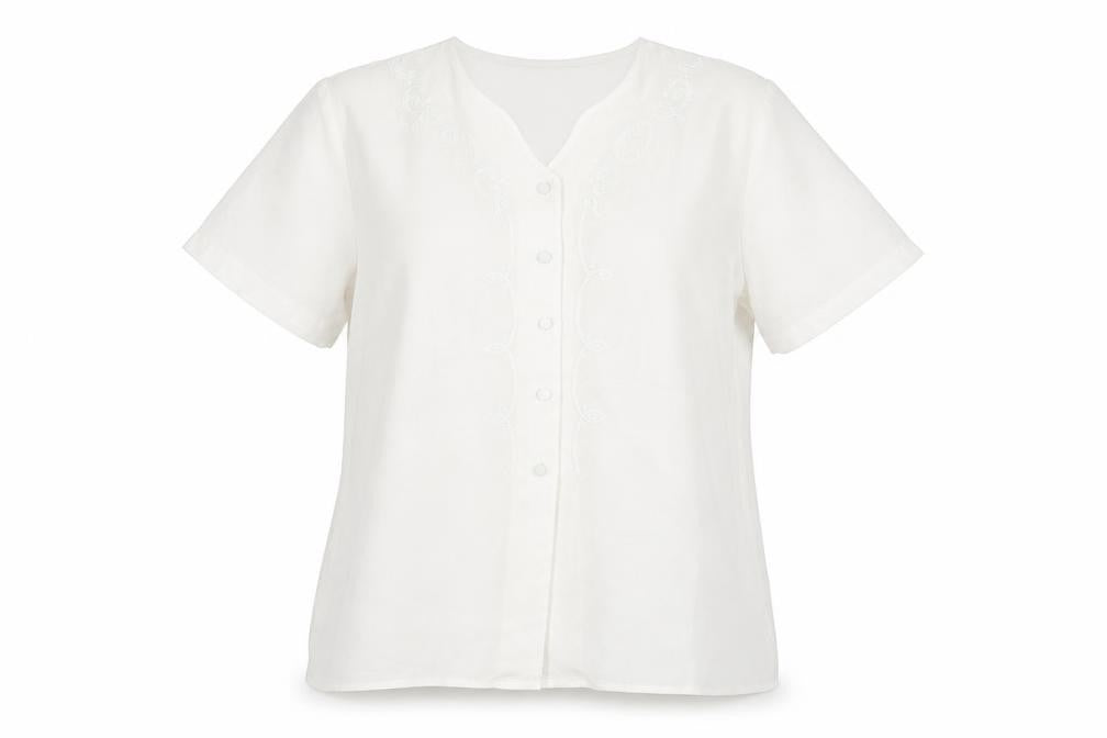 Womens UK Size 16 Design Essentials White Basic Button-Up