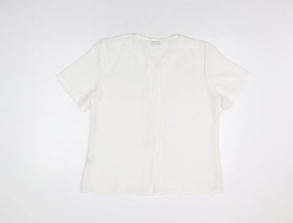 Womens UK Size 16 Design Essentials White Basic Button-Up