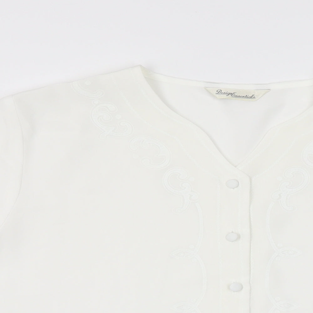 Womens UK Size 16 Design Essentials White Basic Button-Up