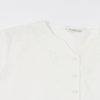 Womens UK Size 16 Design Essentials White Basic Button-Up