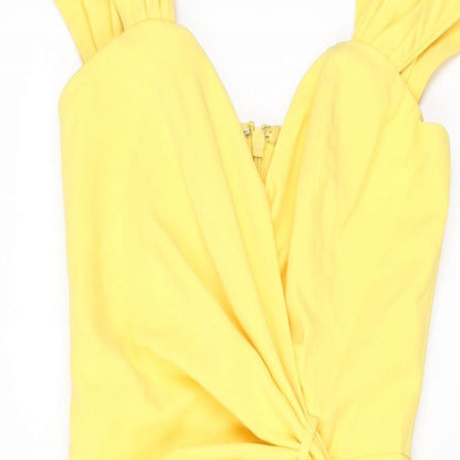 Lavish Alice Womens Yellow Polyester Bodycon Size 8 V-Neck Zip