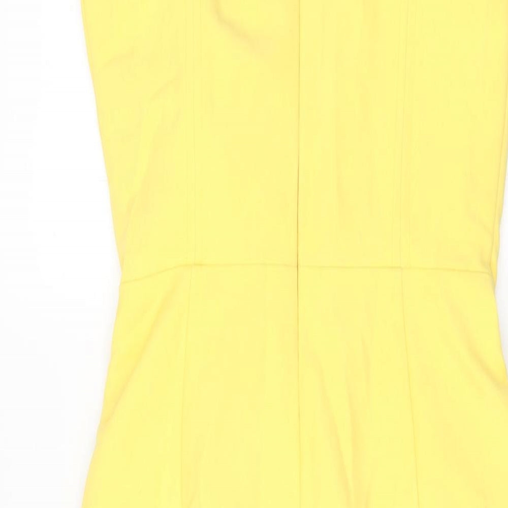 Lavish Alice Womens Yellow Polyester Bodycon Size 8 V-Neck Zip